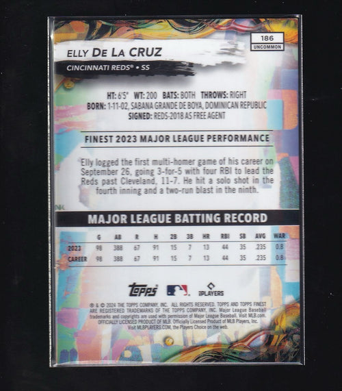 2024 Finest #186 Elly De La Cruz Blue Checkerboard Refractors #/75