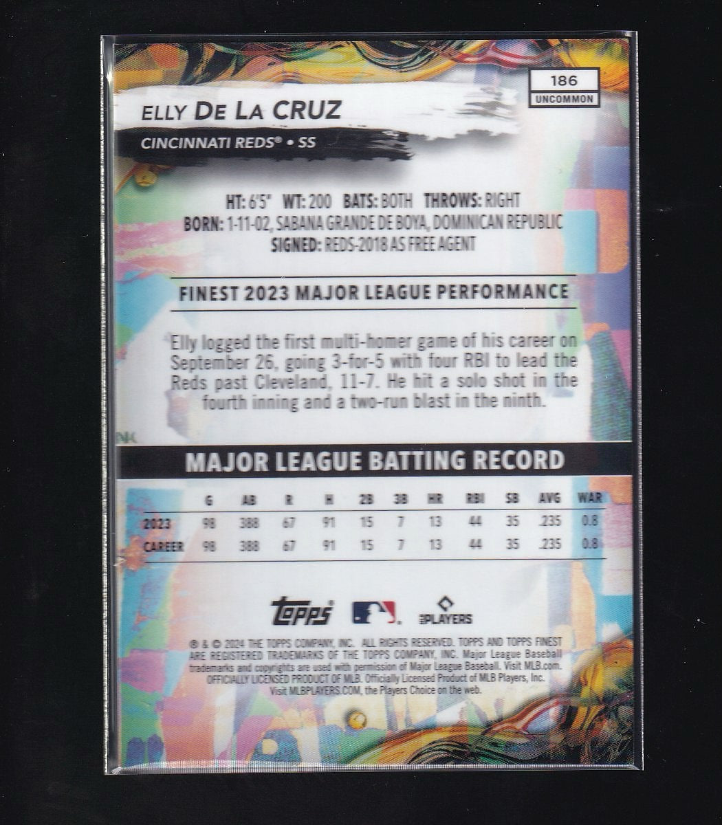 2024 Finest #186 Elly De La Cruz Blue Checkerboard Refractors #/75