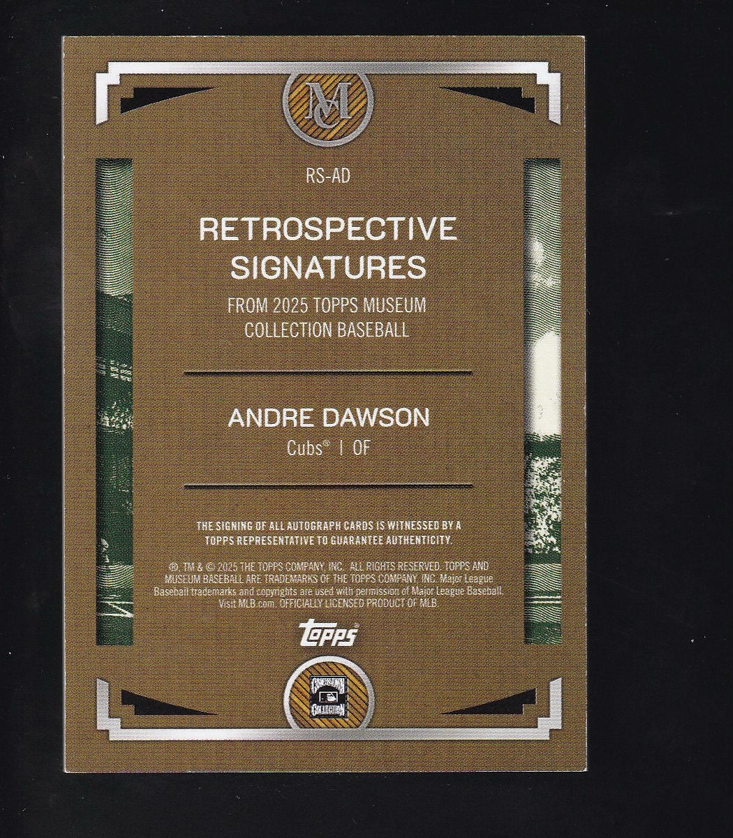 2025 Topps Museum Collection #RS-AD Andre Dawson Retro Signatures-Ruby #/15
