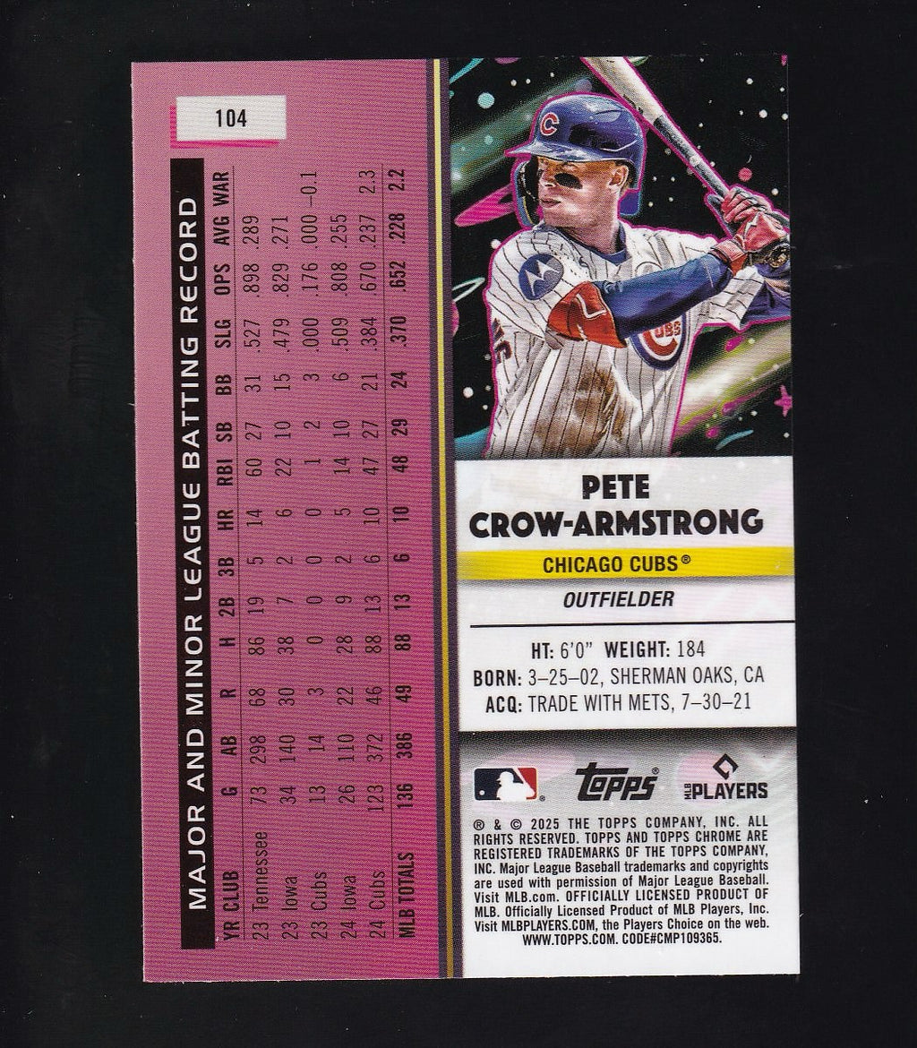 2025 Topps Chrome Cosmic #104 Pete Crow-Armstrong Blue Moon Pulsar Ref #/99