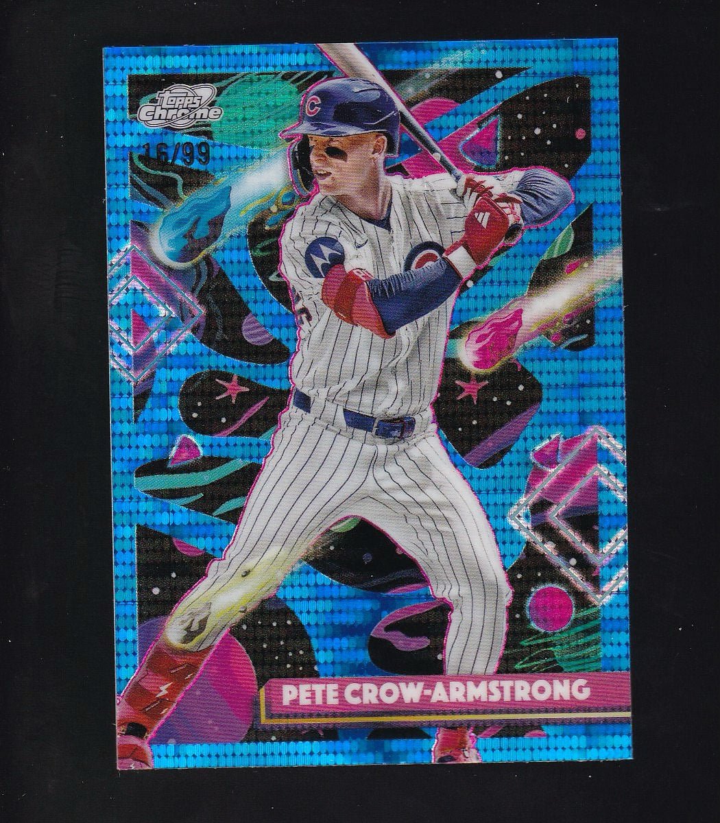 2025 Topps Chrome Cosmic #104 Pete Crow-Armstrong Blue Moon Pulsar Ref #/99