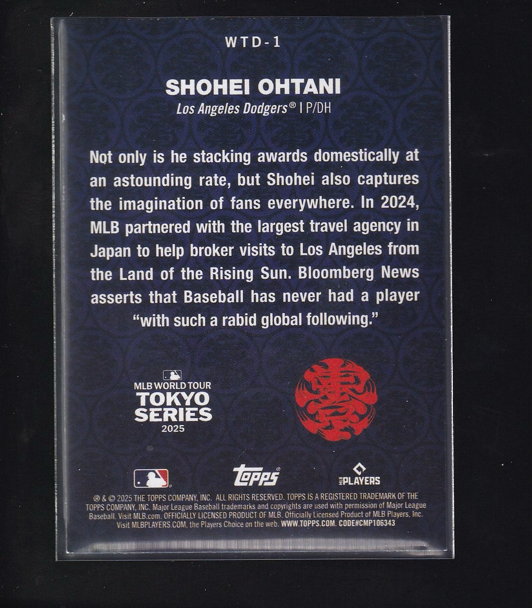 2025 Topps #WTD-1 Shohei Ohtani World Tour Domination