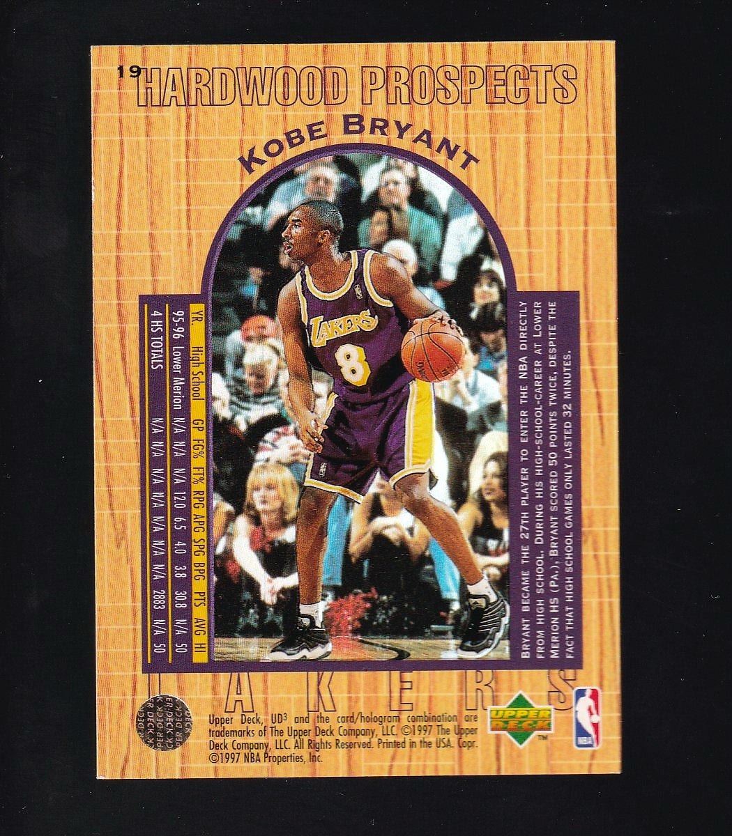 1996-97 Upper Deck UD3 #19 Kobe Bryant Hardwood Prospects