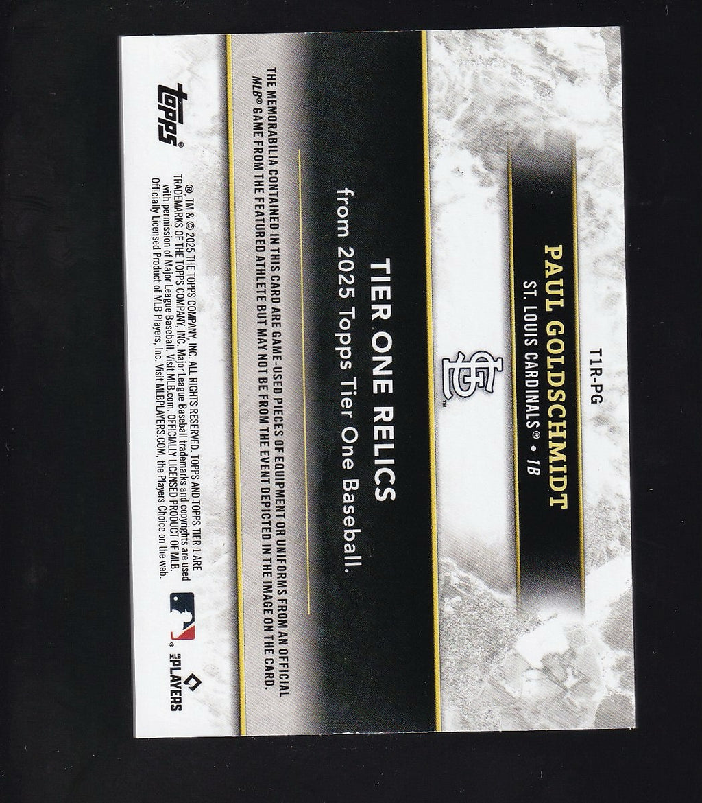 2025 Topps Tier One #T1R-PG Paul Goldschmidt Tier One Red Dual Patch #/25