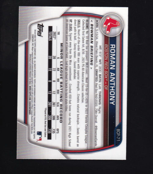 2023 Bowman #BCP-71 Roman Anthony Chrome Prospects