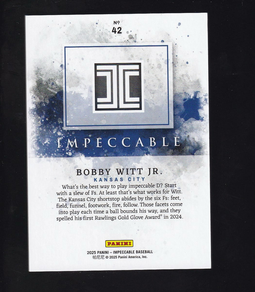2025 Panini Impeccable #42 Bobby Witt Jr. Gold #/25