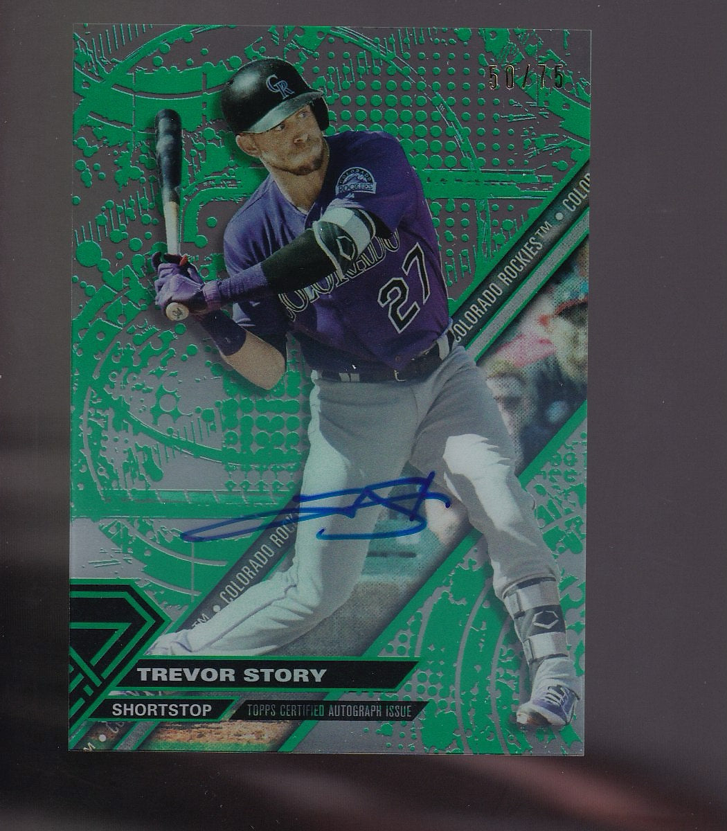 2017 Topps High Tek #HT-TS Trevor Story High Tek Autographs Green Rainbow #/75