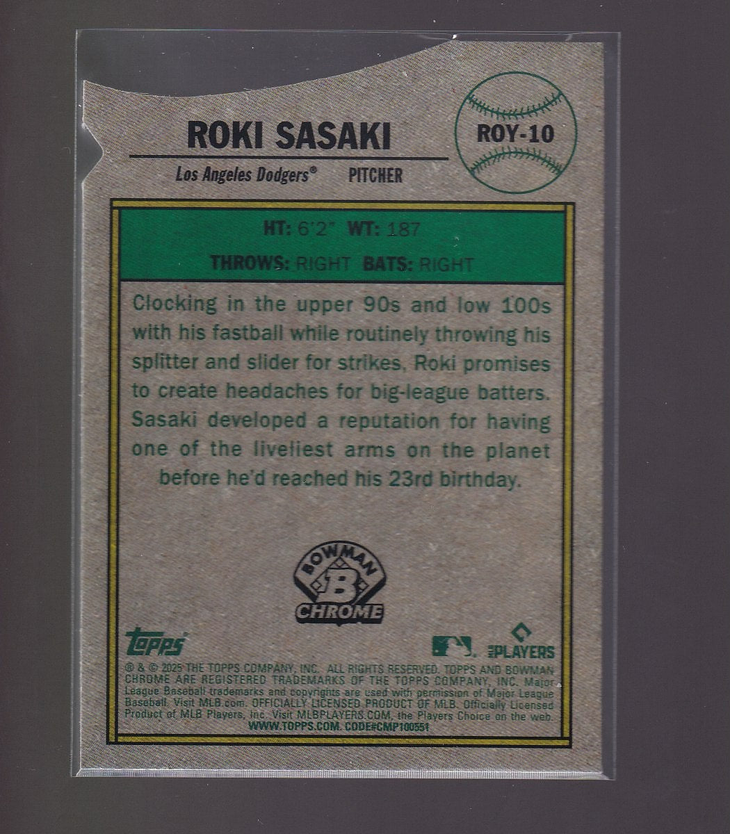 2025 Bowman #ROY-10 Roki Sasaki Rookie of the Year Favorites