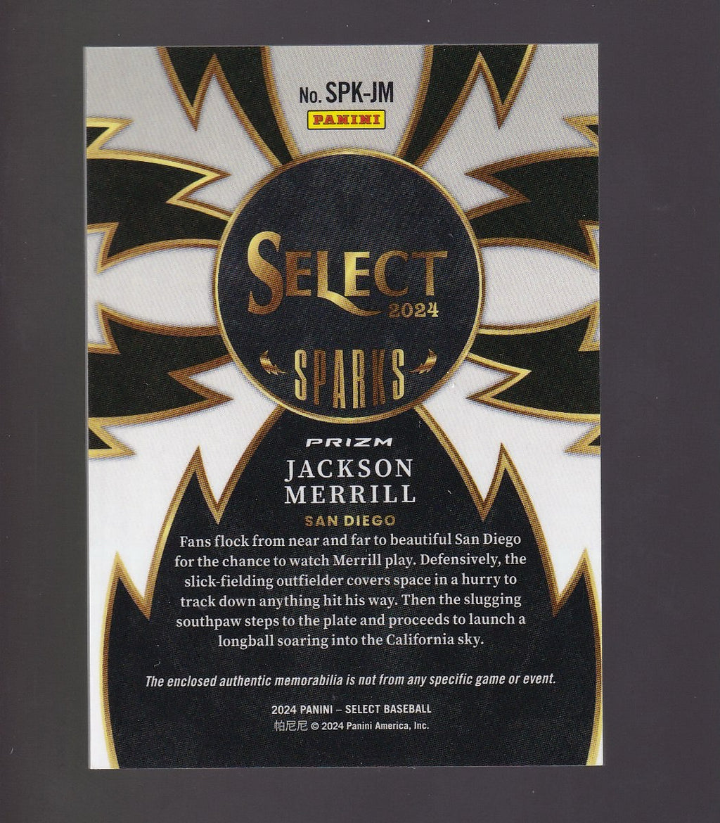2024 Panini Select #SPK-JM Jackson Merrill Sparks Relics