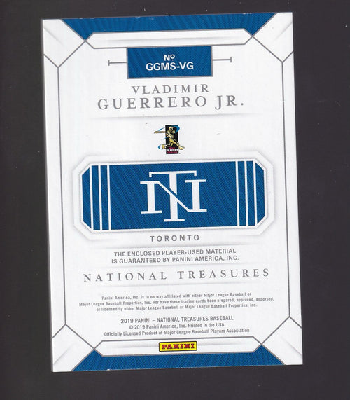 2019 National Treasures #GGMS-VG Vladimir Guerrero Jr. Game Mat Sixes Gold #/25