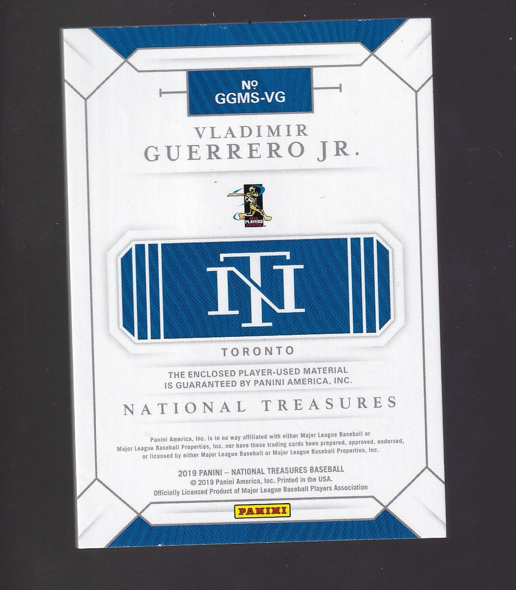 2019 National Treasures #GGMS-VG Vladimir Guerrero Jr. Game Mat Sixes Gold #/25