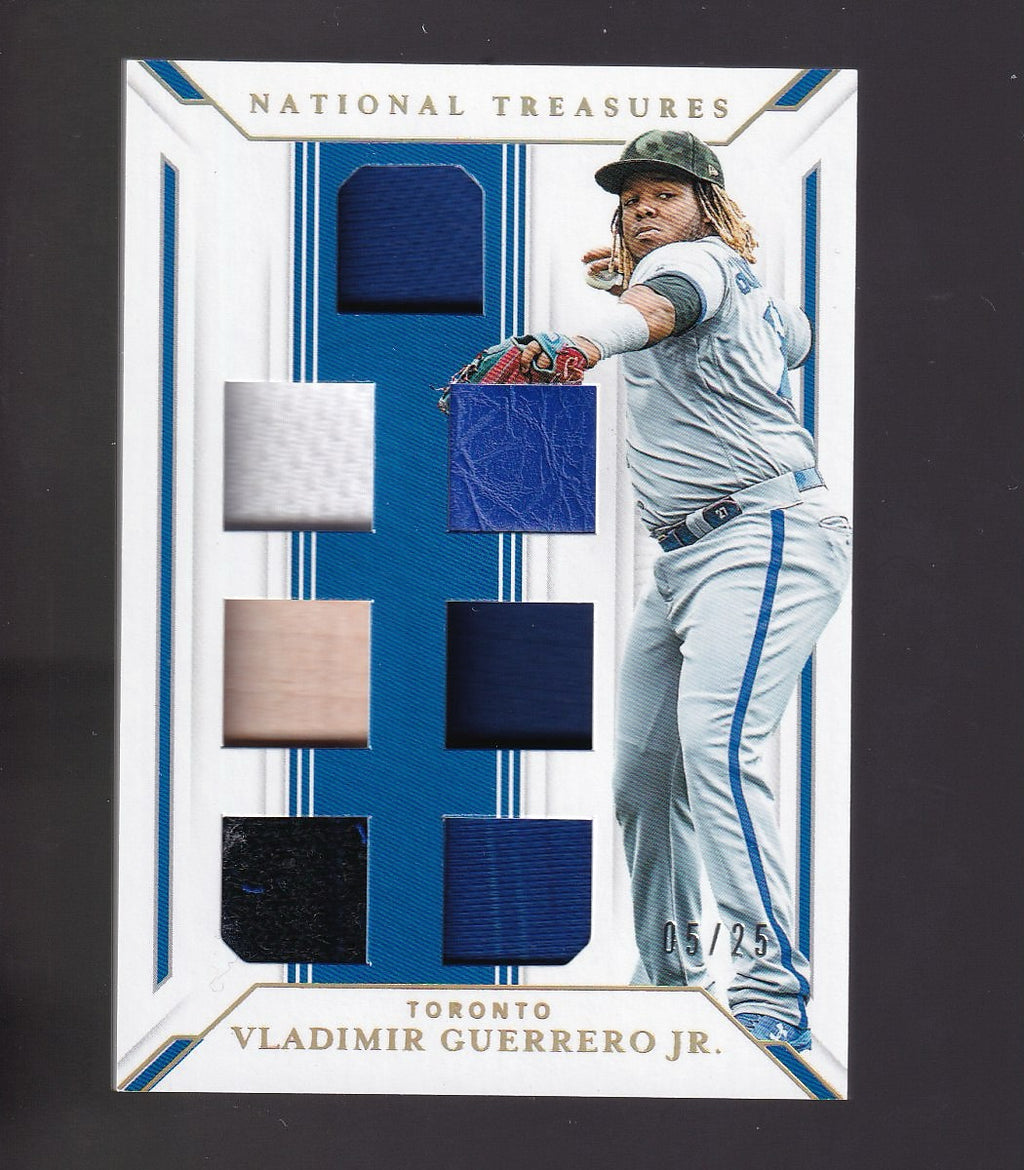 2019 National Treasures #GGMS-VG Vladimir Guerrero Jr. Game Mat Sixes Gold #/25