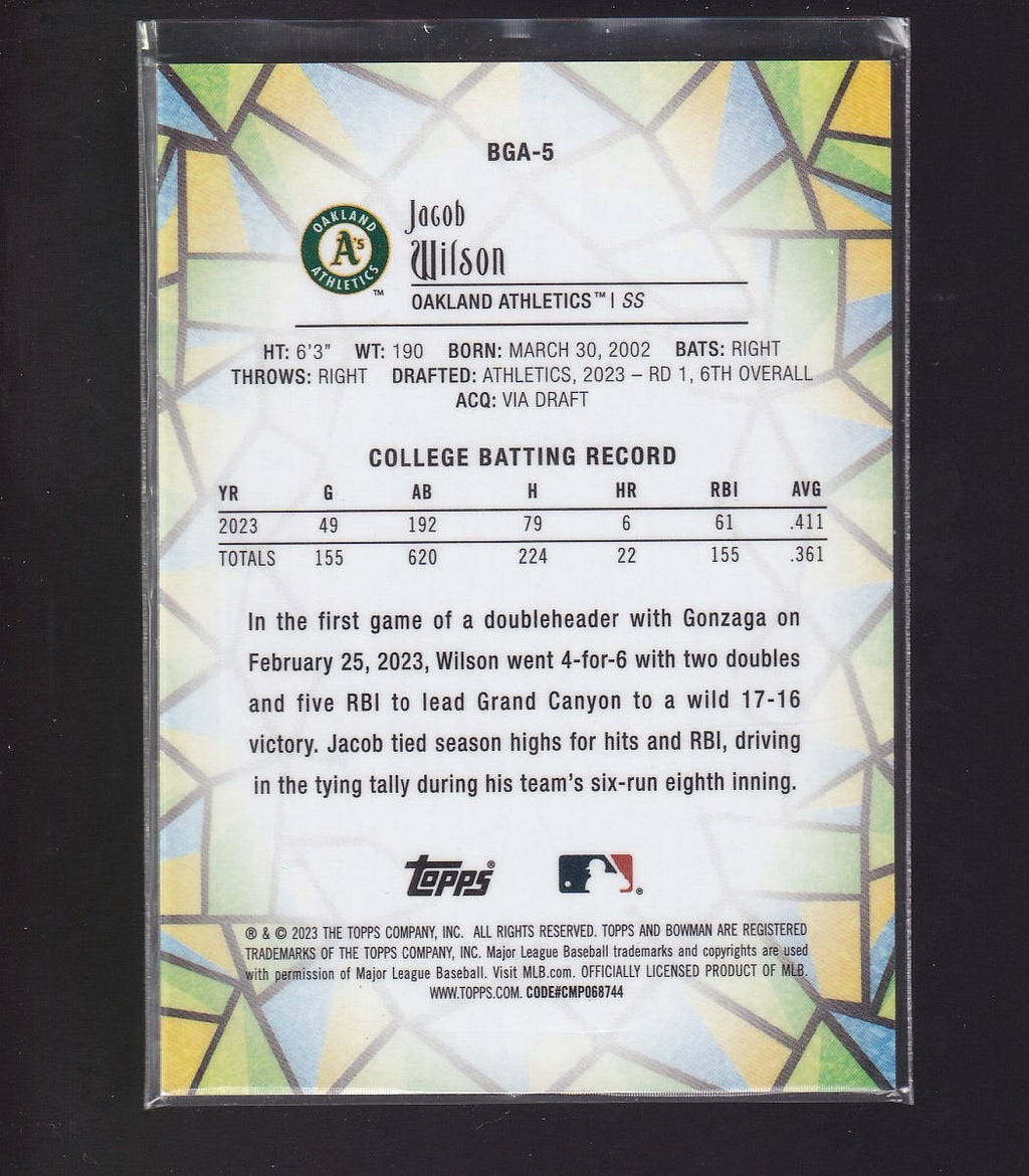 2023 Bowman Draft #BGA-5 Jacob Wilson Bowman Glass