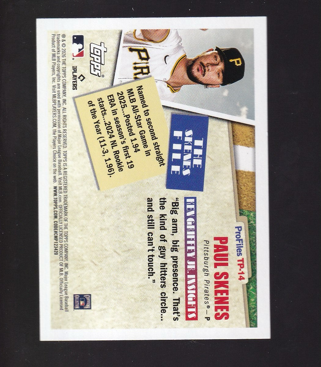 2026 Topps #TP-14 Paul Skenes Profiles Pink Foil
