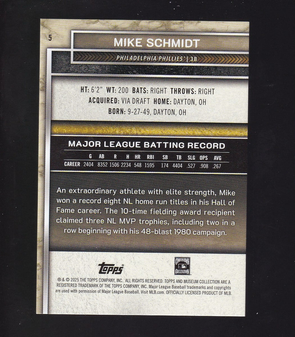 2025 Topps Museum Collection #5 Mike Schmidt Gold #/249