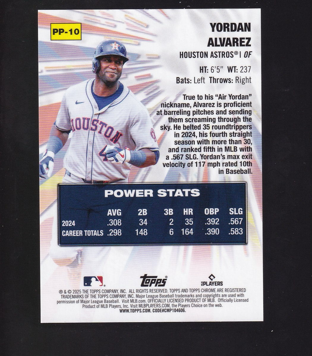 2025 Topps Chrome Logofractor #PP-10 Yordan Alvarez Power Players Gold
