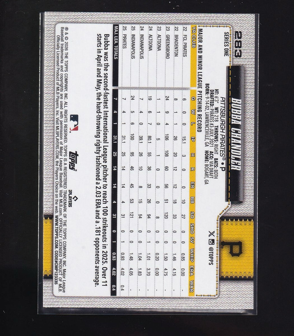 2026 Topps #283 Bubba Chandler Team Color Border