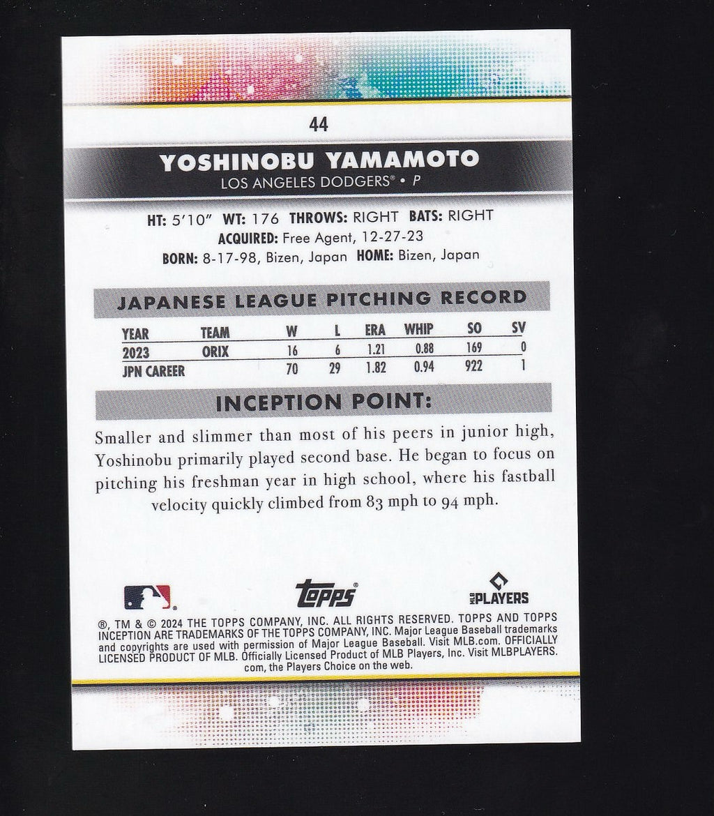 2024 Topps Inception #44 Yoshinobu Yamamoto