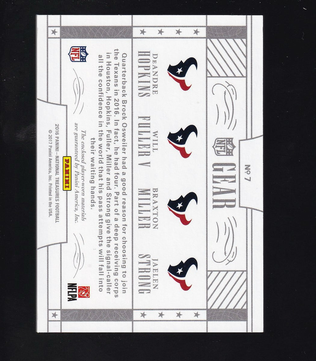2016 Nat Treasures #7 Miller / Hopkins / Strong / Fuller V Quads Holo Silver