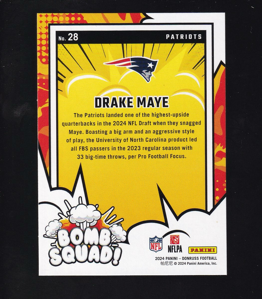 2024 Donruss #28 Drake Maye Bomb Squad