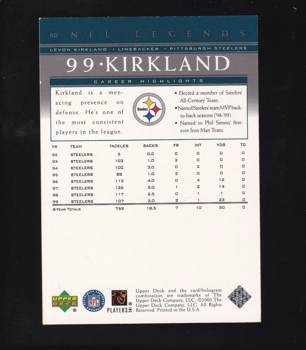 2000 Upper Deck Legends #60 Levon Kirkland Autograph