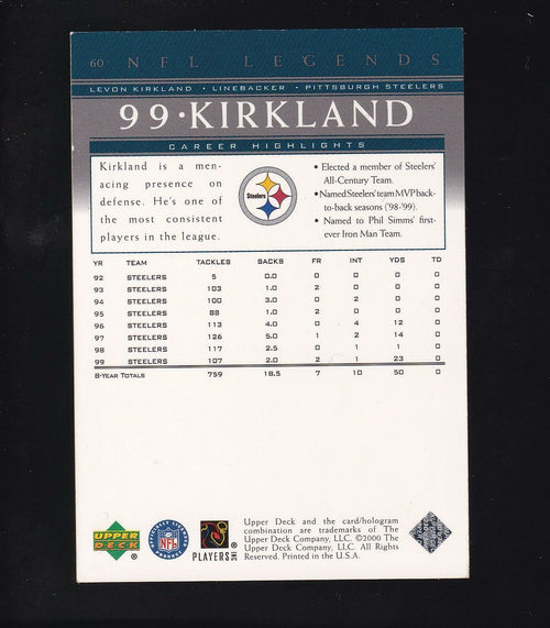2000 Upper Deck Legends #60 Levon Kirkland Autograph