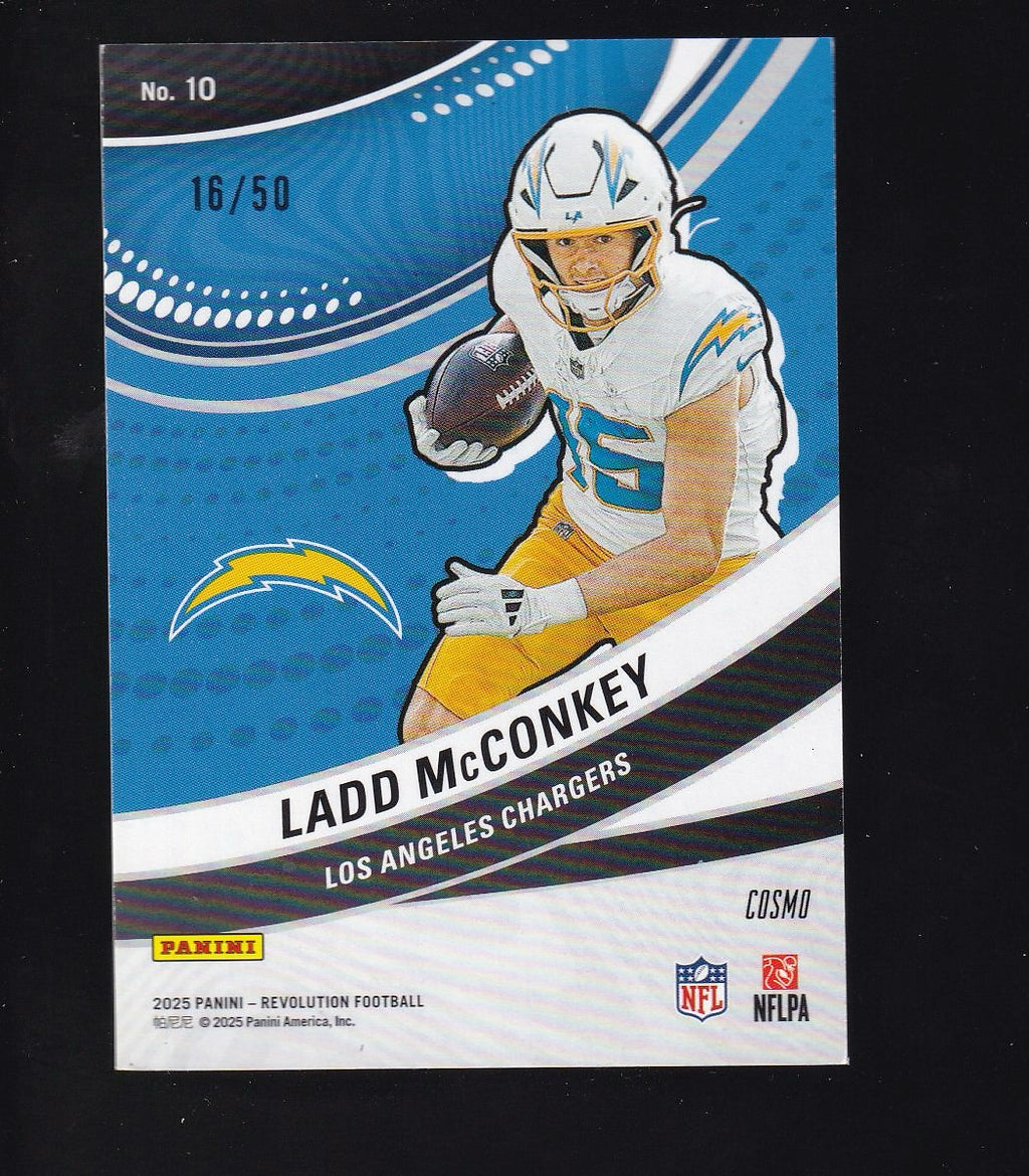 2025 Panini Revolution #10 Ladd McConkey Futures Red Cosmo #/50