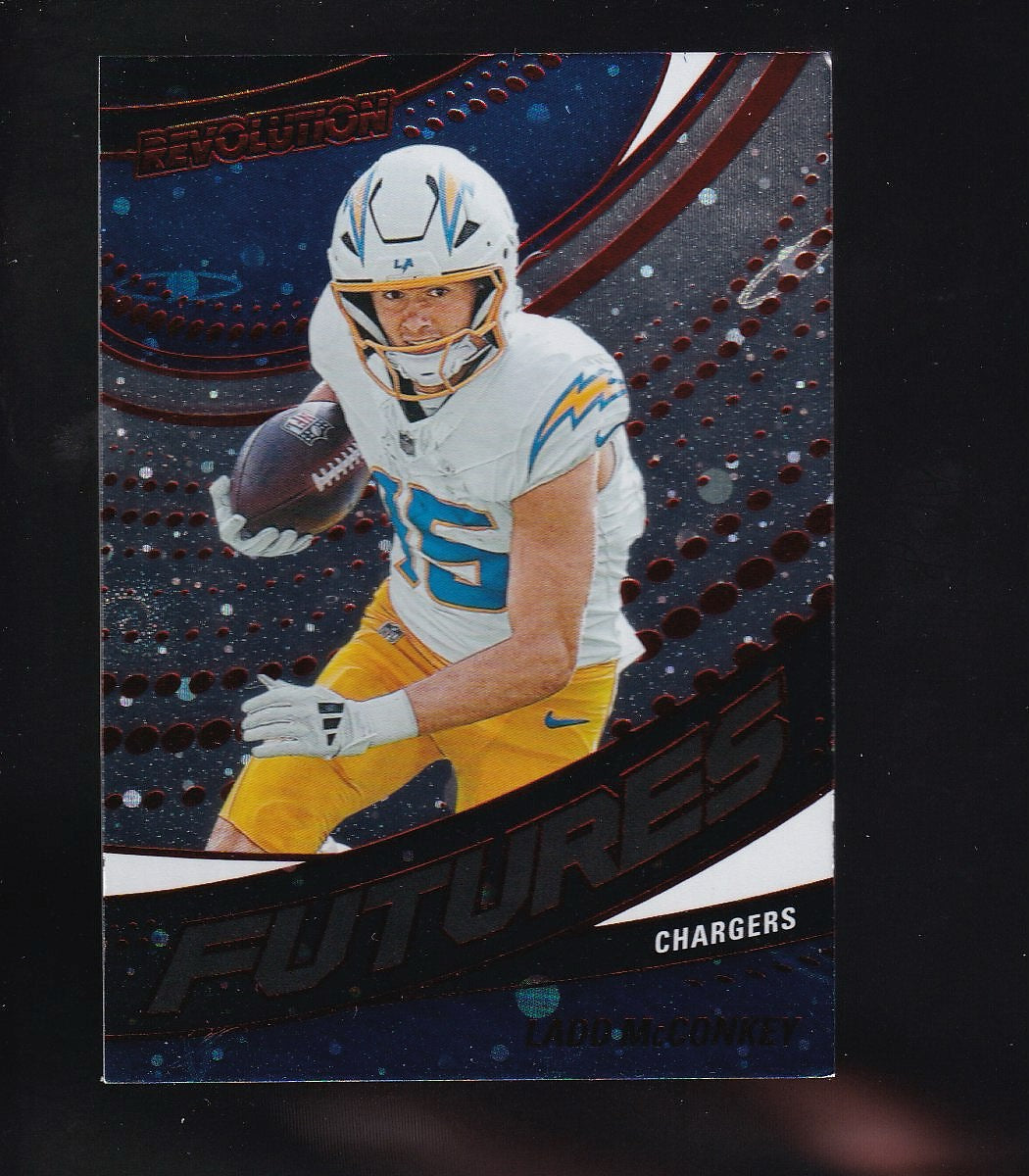 2025 Panini Revolution #10 Ladd McConkey Futures Red Cosmo #/50