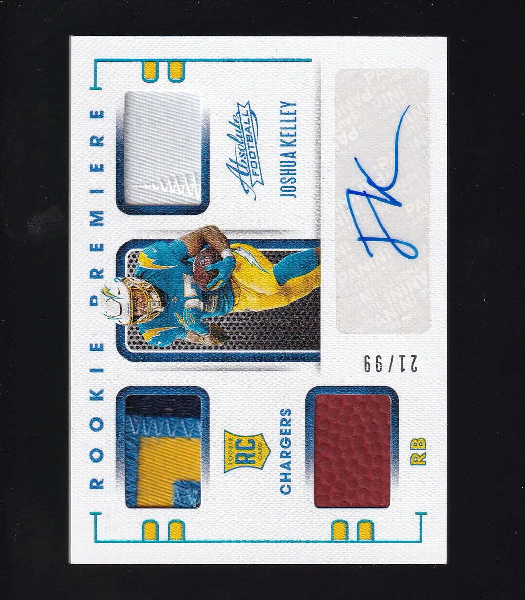 2020 Panini Absolute #240 Joshua Kelley Rookie Premiere Materials Autos #/99