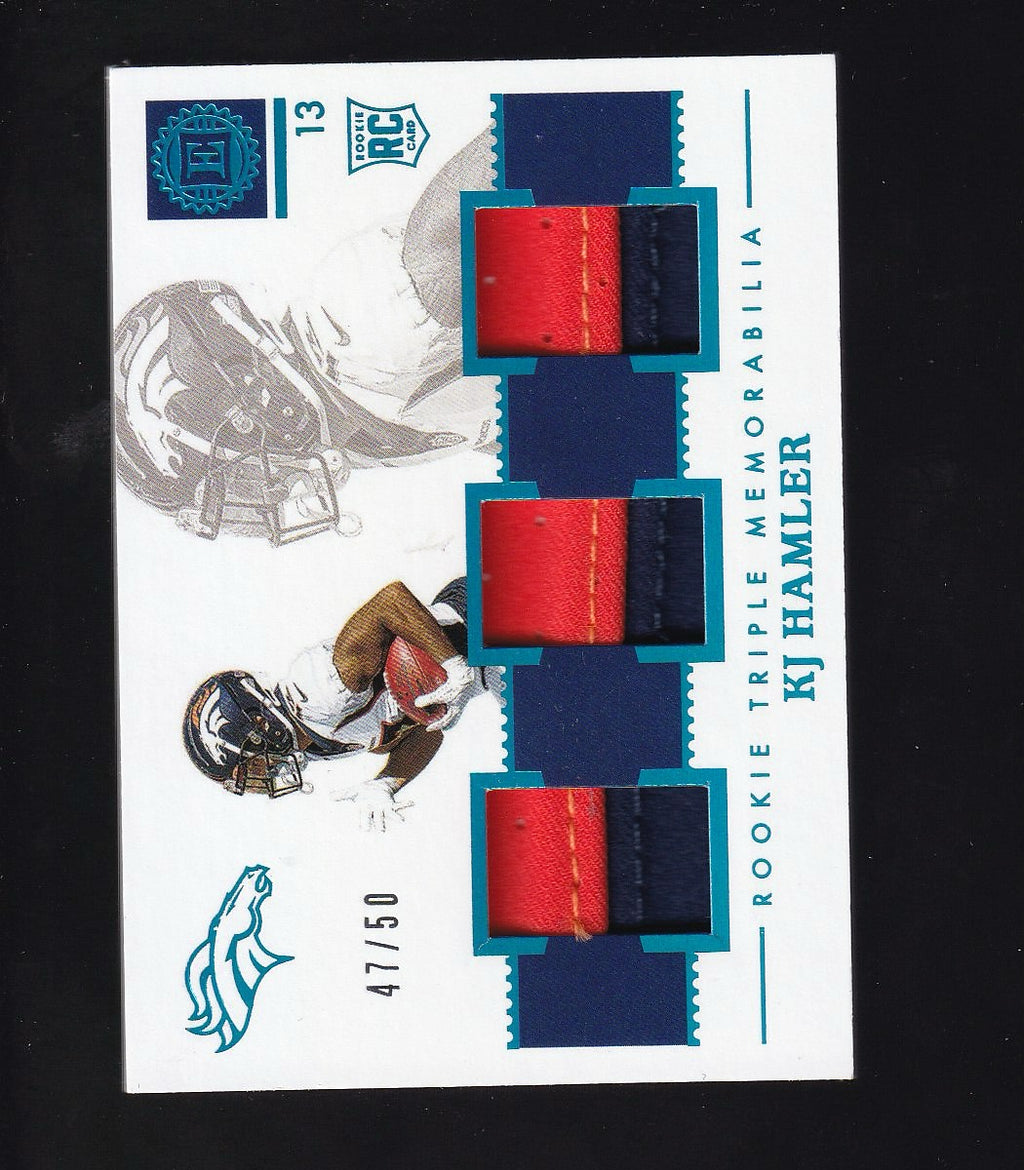 2020 Panini Encased #RT-20 KJ Hamler Rookie Triple Memorabilia Sapphire #/50