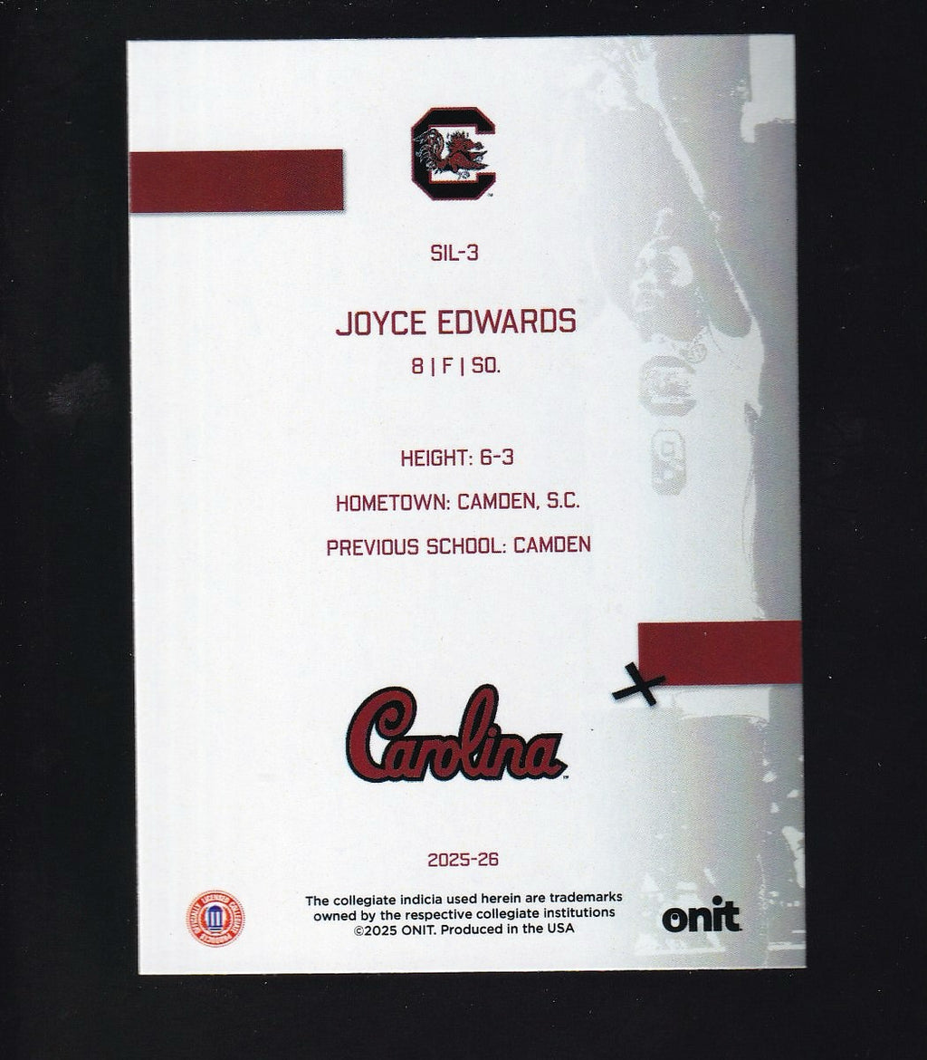 2025-26 ONIT Athlete USC Gamecocks #SIL-3 Joyce Edwards Silhouette Parallel