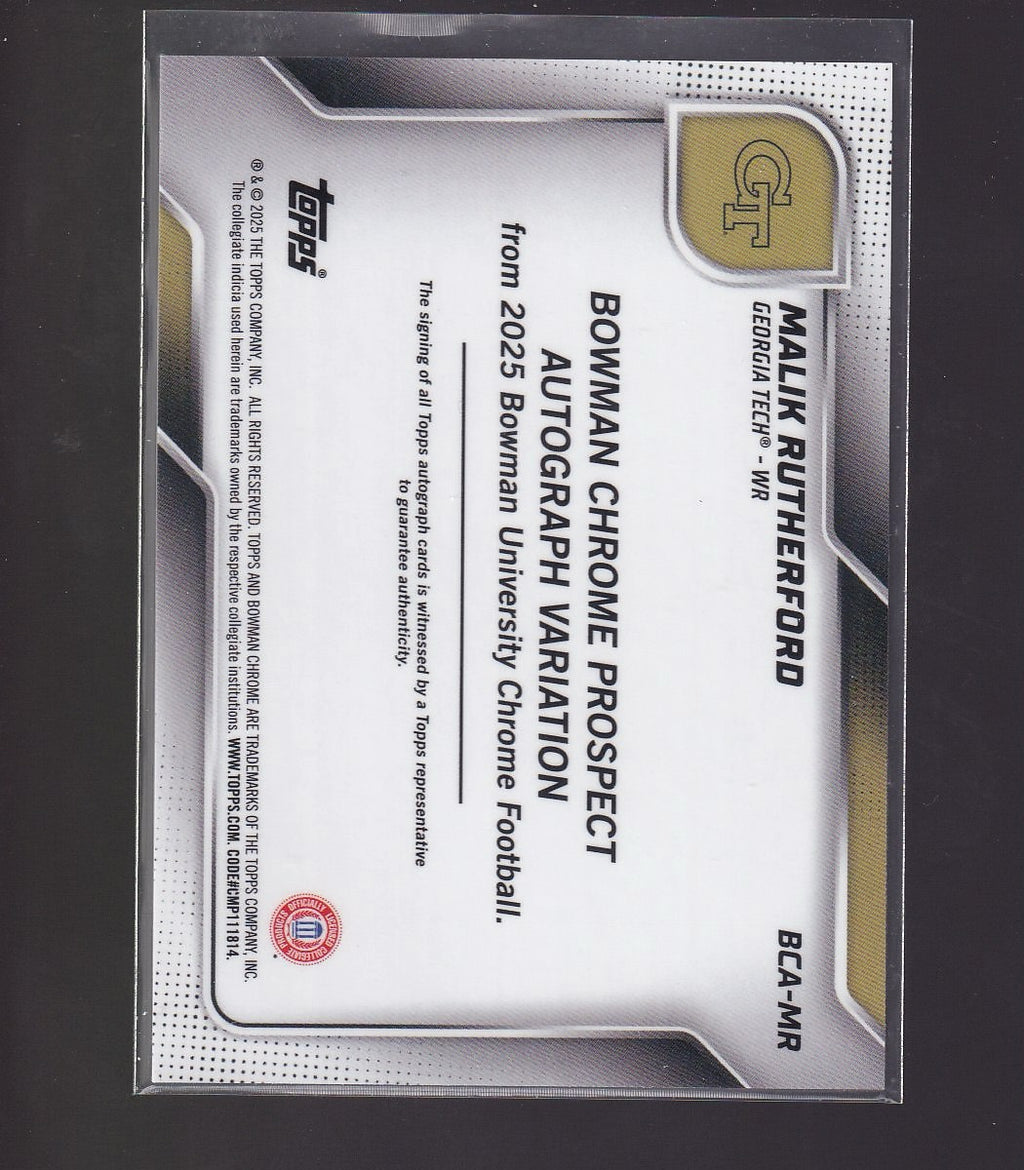 2025 Bowman University Chrome #BCA-MR Malik Rutherford Prospect Autographs