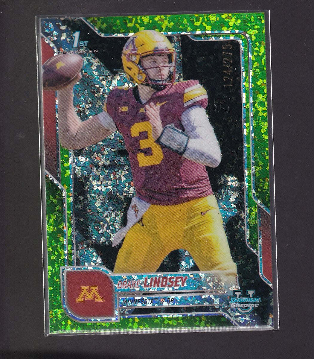 2025 Bowman University Chrome #96 Drake Lindsey Lime Green Refractor #/275