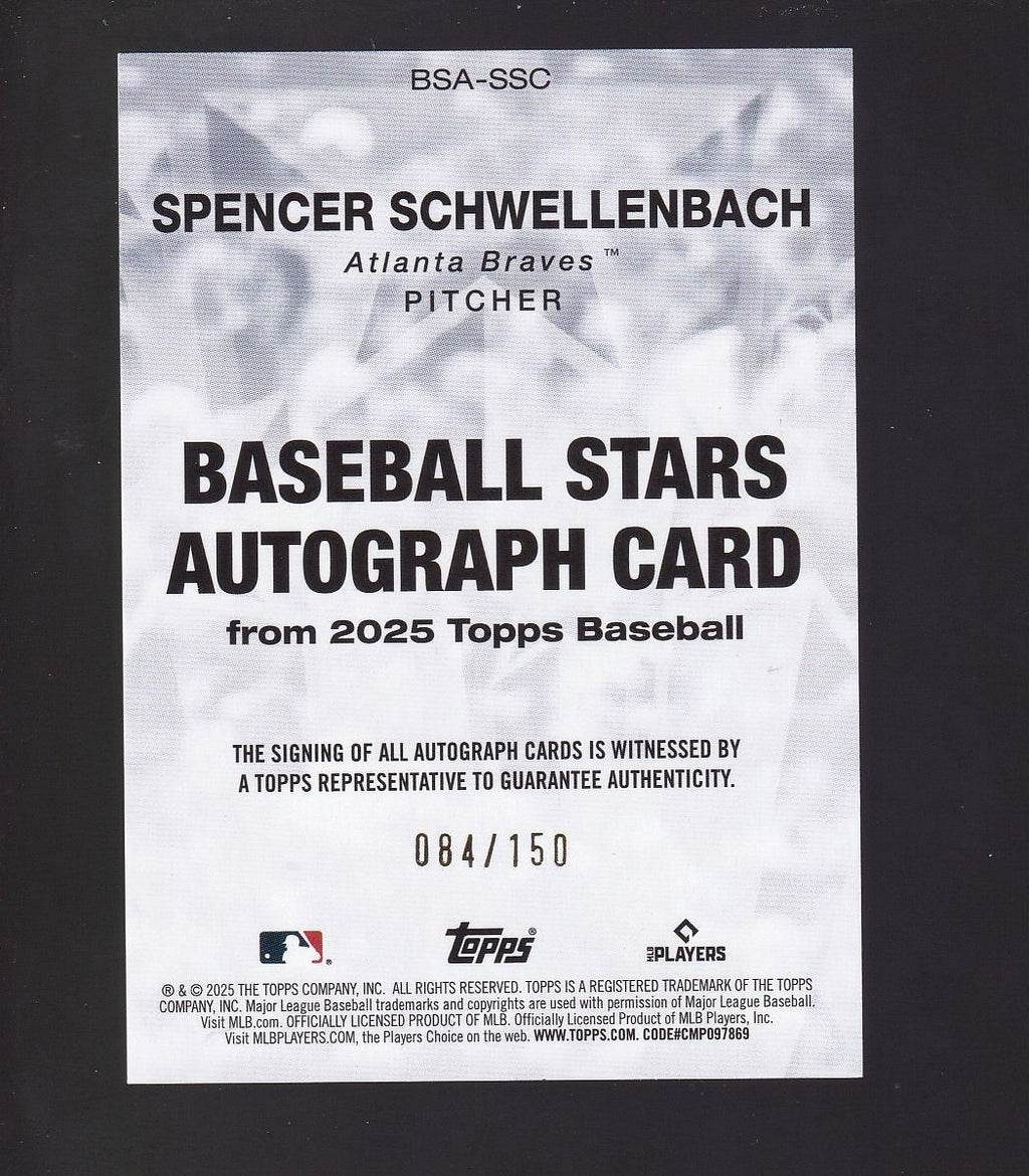 2025 Topps #BSA-SSC Spencer Schwellenbach Baseball Stars Autographs Blue