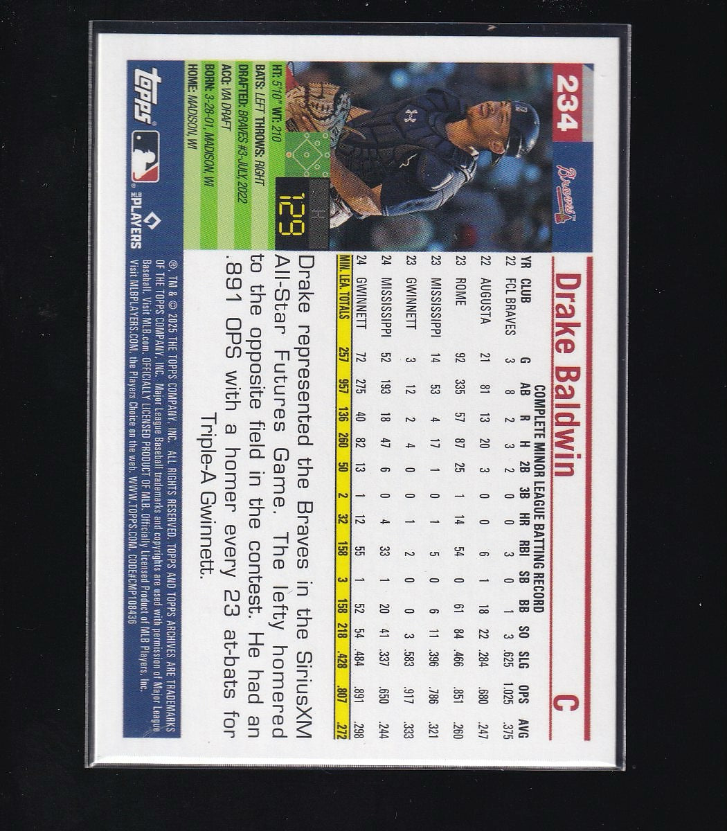 2025 Topps Archives #234 Drake Baldwin Pink Foilboard