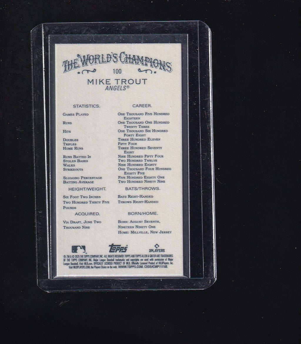 2025 Topps Allen & Ginter-Mini #100 Mike Trout Mini Gold Border
