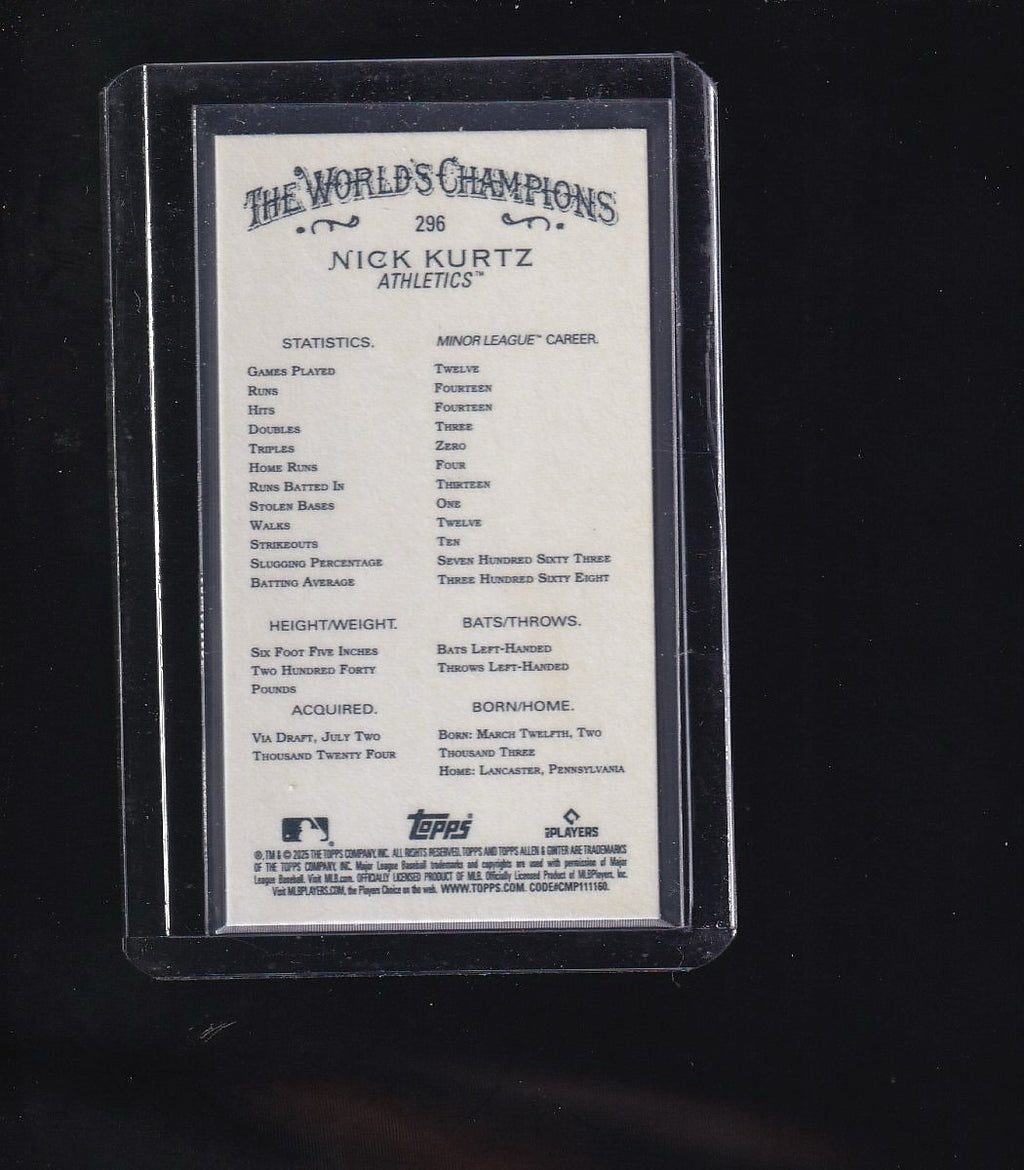 2025 Topps Allen & Ginter #296 Nick Kurtz Mini
