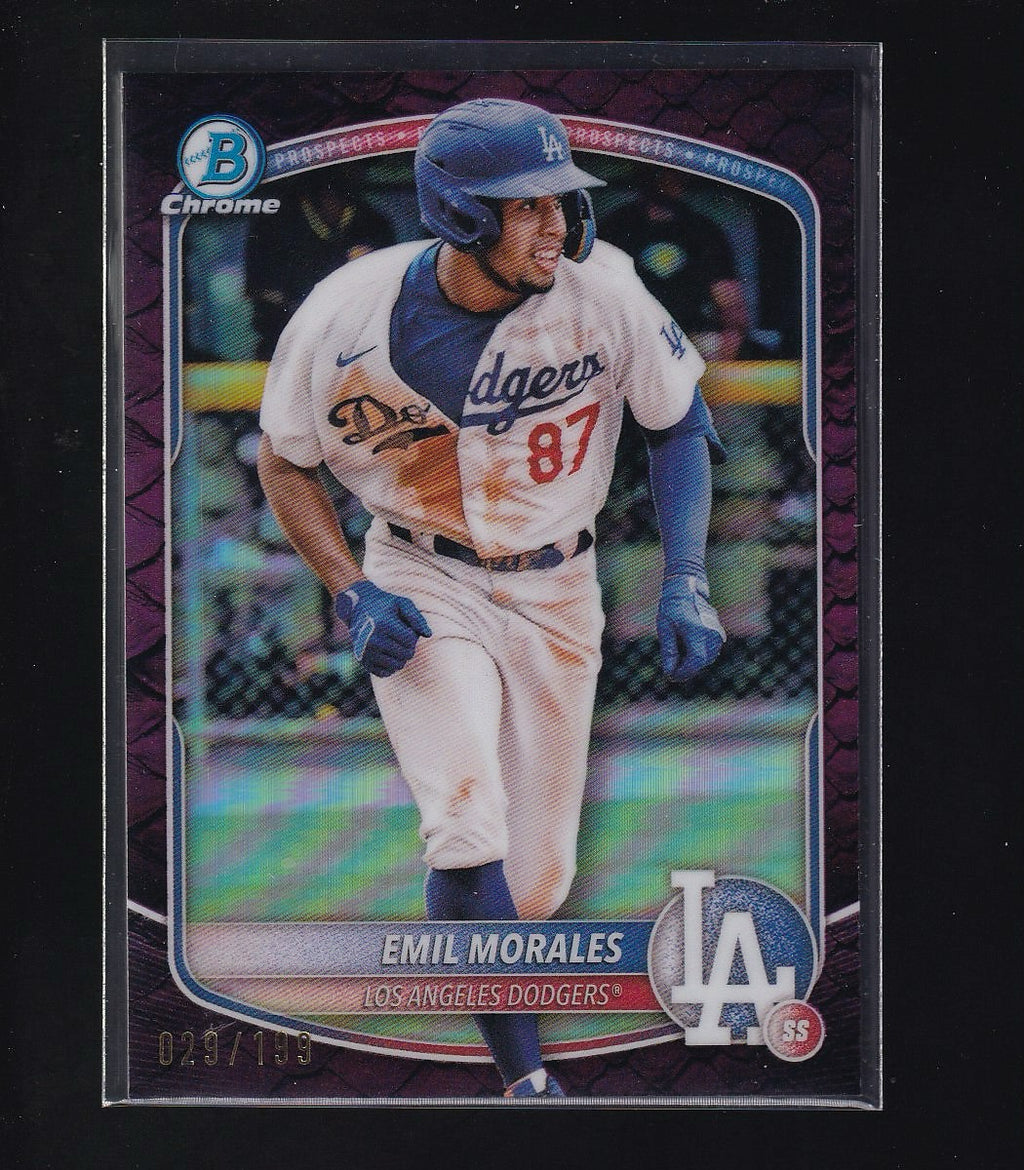 2025 Bowman #BCP-127 Emil Morales Chrome Prospects Reptilian Purple