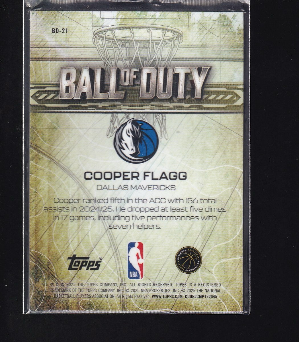 2025-26 Topps Chrome #BD-21 Cooper Flagg Ball of Duty