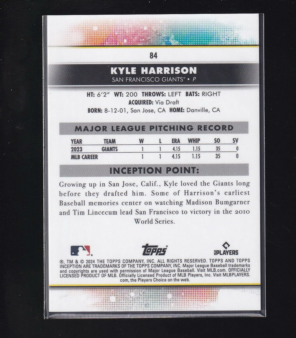 2024 Topps Inception #84 Kyle Harrison Red #/75