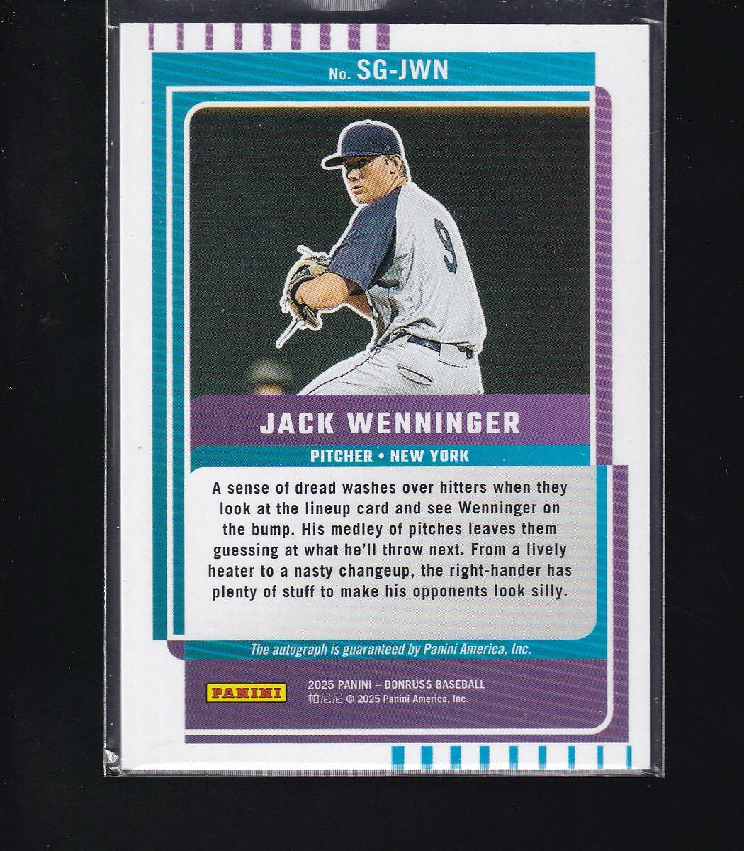2025 Donruss #SG-JWN Jack Wenninger Signature Series Laser