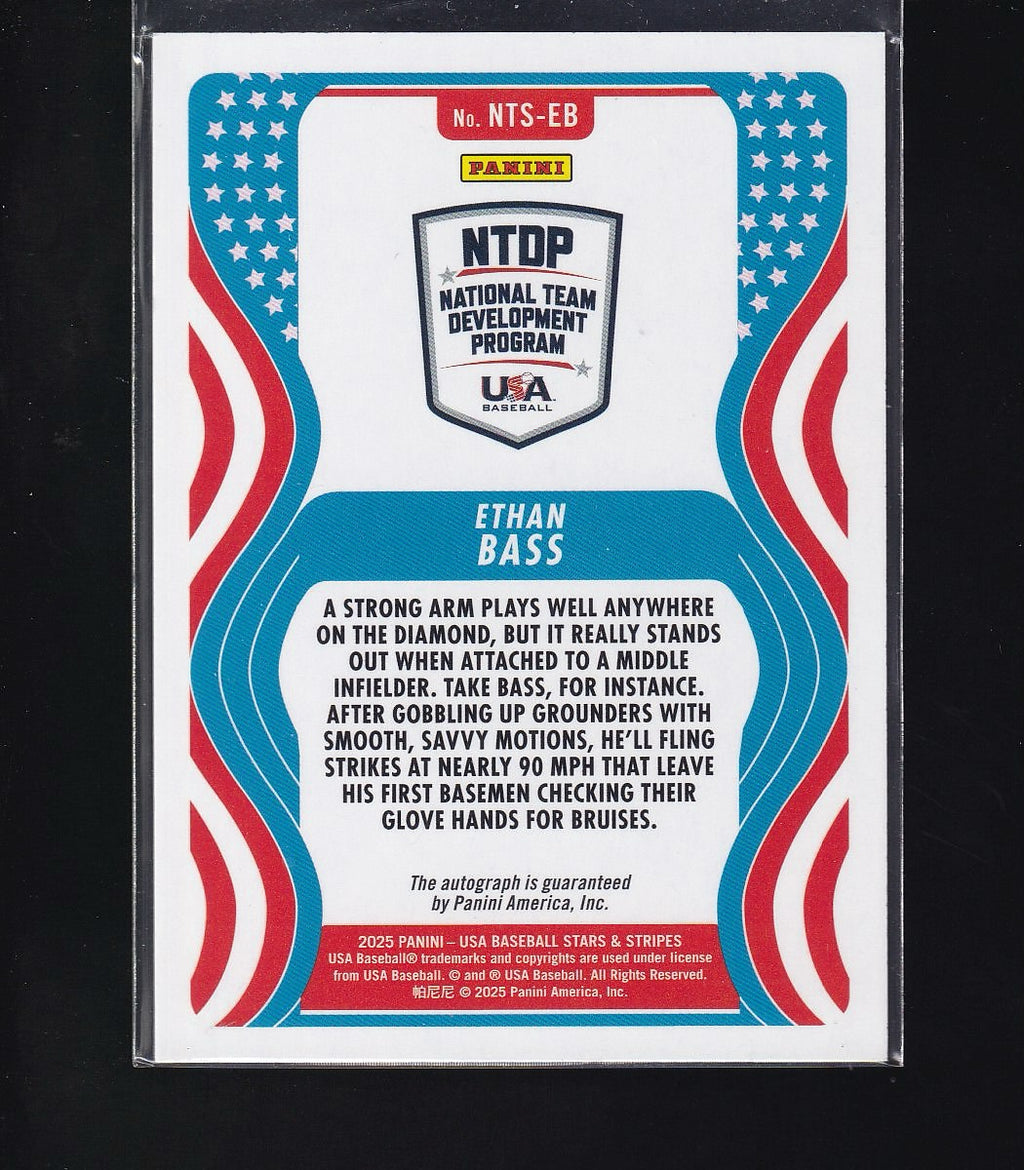 2025 Panini Stars & Stripes USA #NTS-EB Ethan Bass National Team Signatures Holo