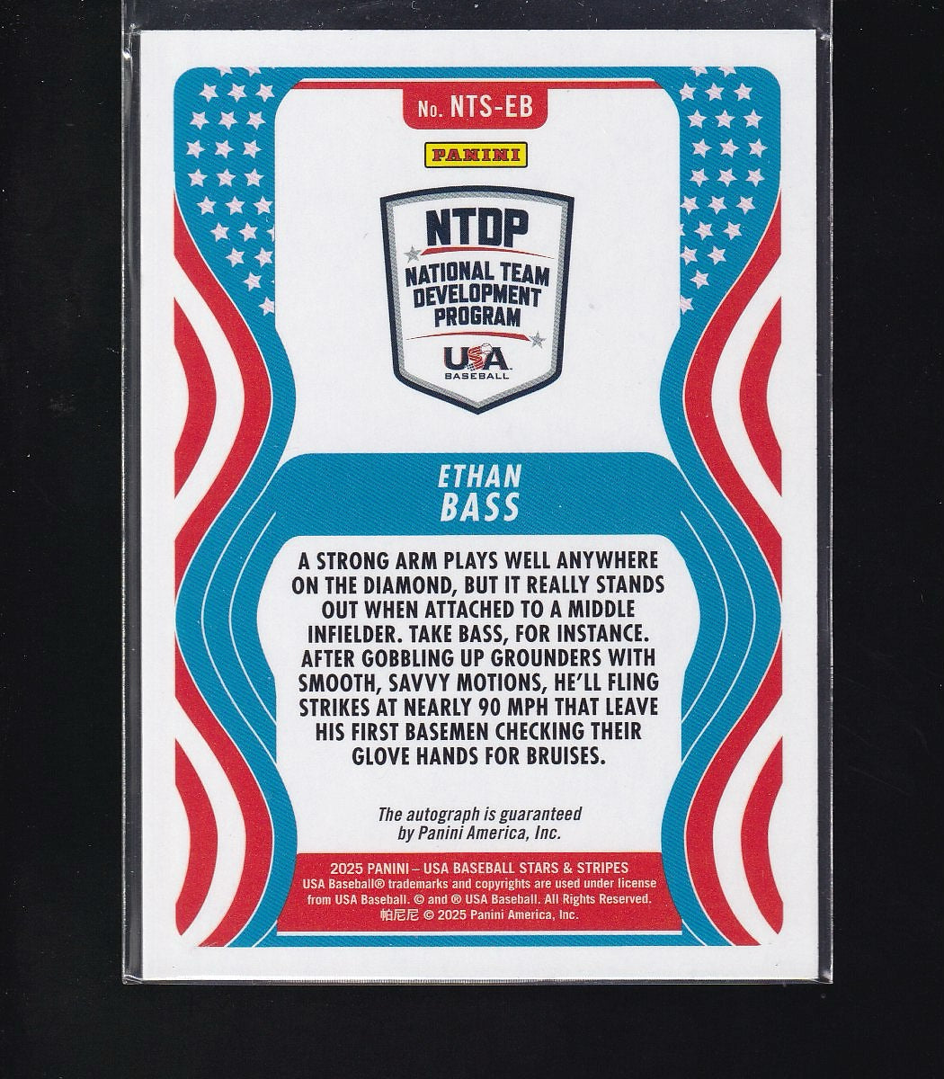 2025 Panini Stars & Stripes USA #NTS-EB Ethan Bass National Team Signatures Holo