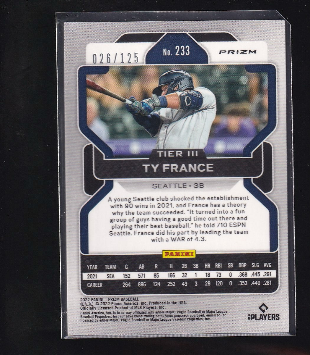 2022 Panini Prizm #233 Ty France Lime Green Prizm #/125