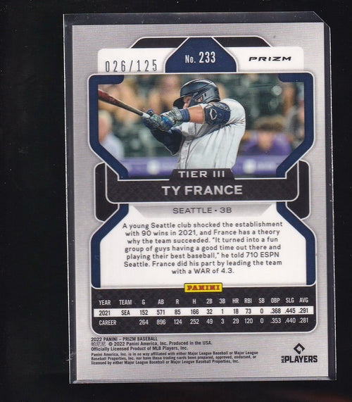 2022 Panini Prizm #233 Ty France Lime Green Prizm #/125