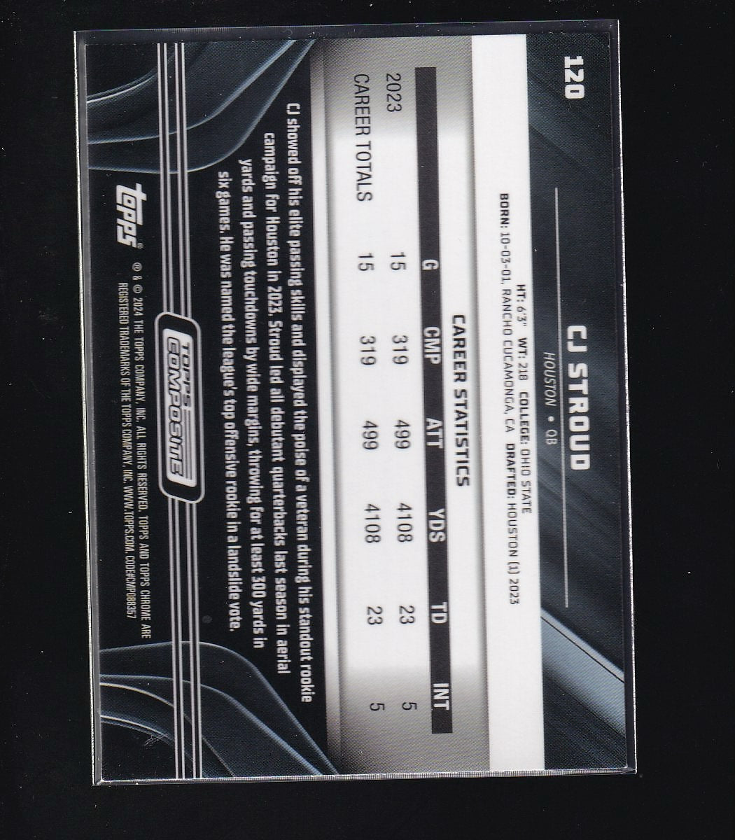 2023 Topps Chrome Black Composite #120 CJ Stroud -Rookie