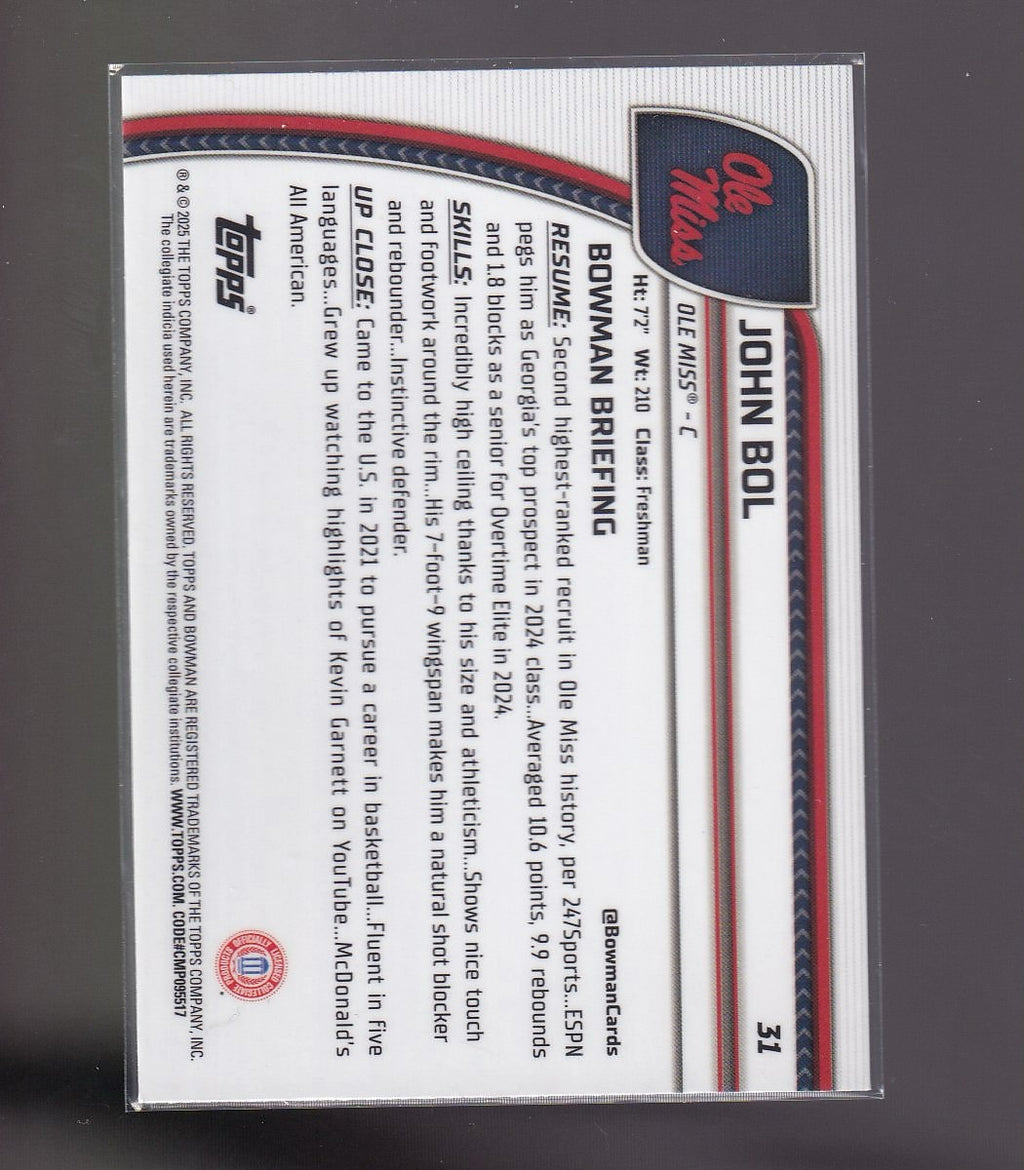 2024-25 Bowman University Chrome #31 John Bol