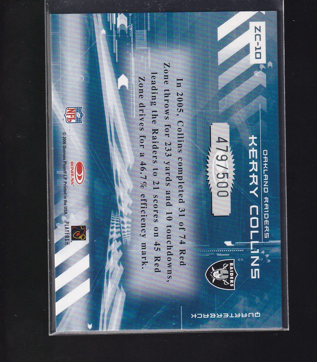 2006 Donruss Elite #ZC-10 Kerry Collins Zoning Commission Black #/500