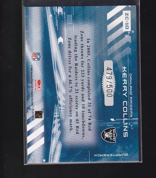 2006 Donruss Elite #ZC-10 Kerry Collins Zoning Commission Black #/500