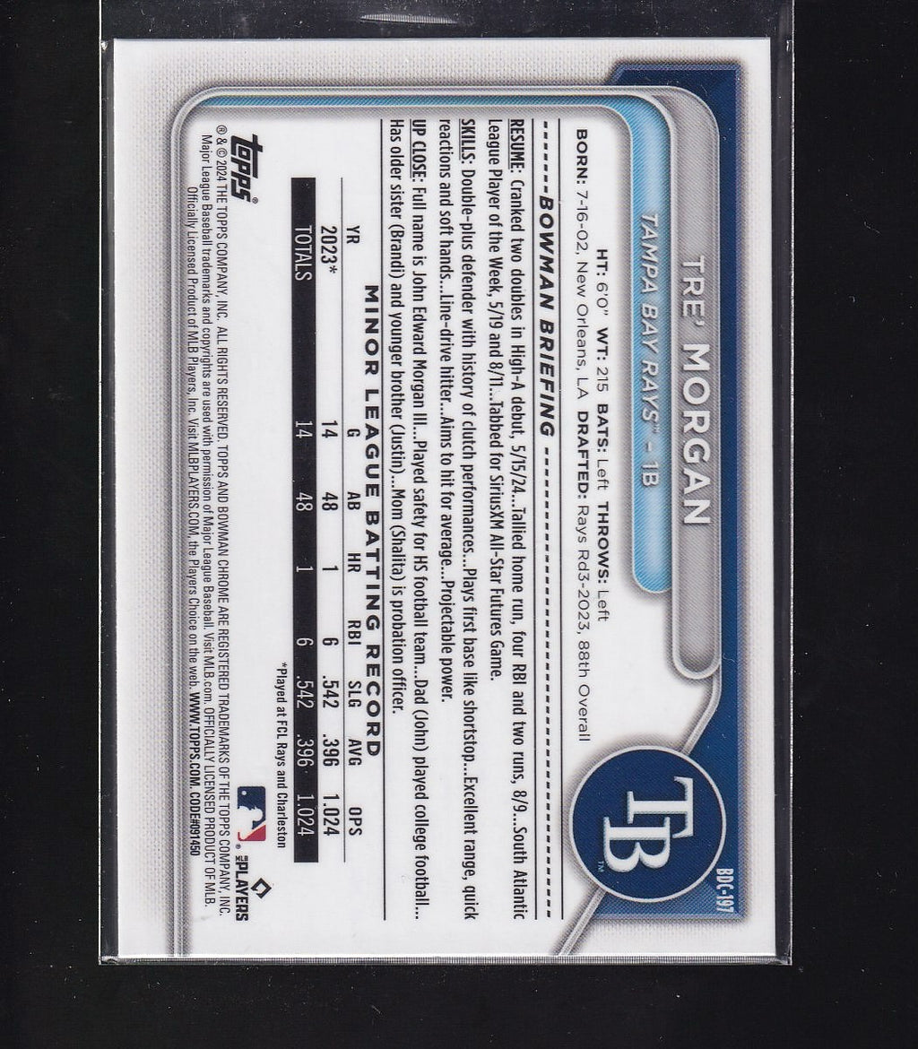 2024 Bowman Draft Sapphire Edition #BDC-197 Tre' Morgan Yellow #/75